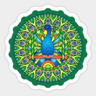 Peacock Bird Mandala Style Abstract Design Sticker